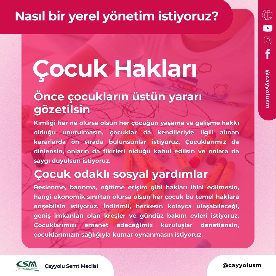 cayyolusm's tweet photo. Nasıl bir yerel yönetim istiyoruz? 
Çocuk Hakları https://t.co/PIBeUINpzp