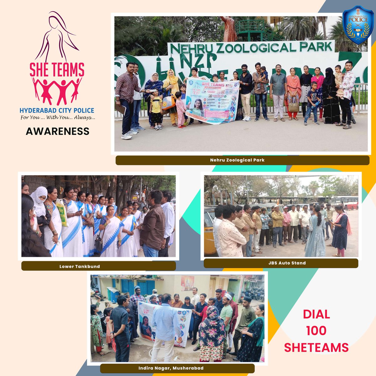 SHE TEAMS raise awareness on Women Safety @TelanganaCOPs @hydcitypolice @ts_womensafety @TS_SheTeams @Bharosa_TSWSW @bharosahyd @HYDTP @CyberCrimeshyd