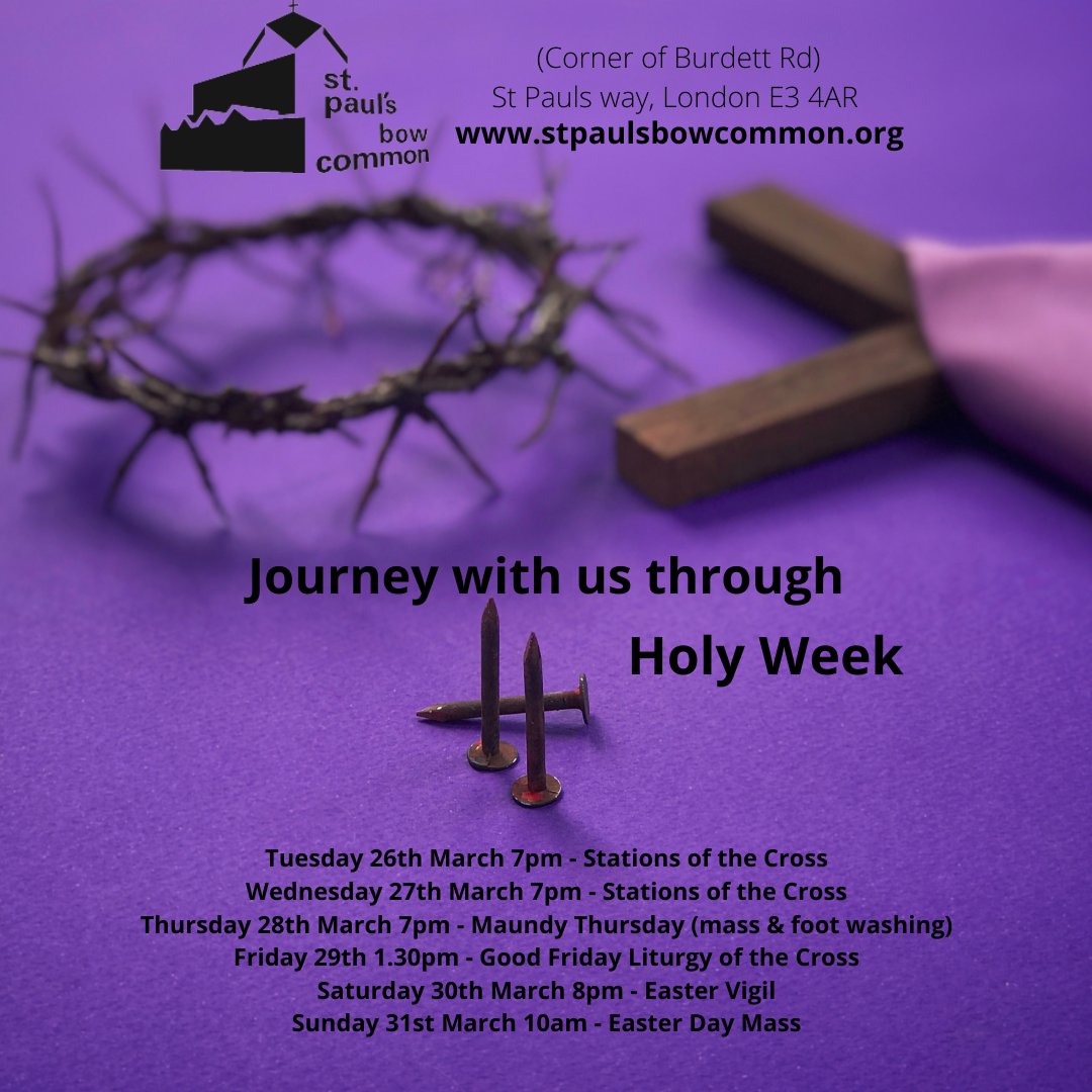 StPaulsBowCommo's tweet photo. Holy Week Services.
#holyweek2024 #SPBC #welcomein #Lent https://t.co/6Rz4RTJxlm