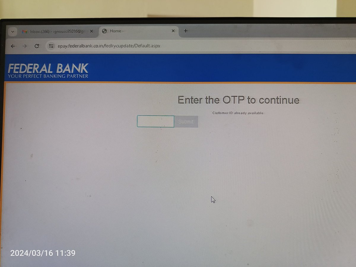 Still not getting otp, tried this many times while trying to upload my kyc document. Please confirm my kyc by me sending my Aadhaar to your email. And i already said i have not changed my address. So why kyc @Bank_on_Fi