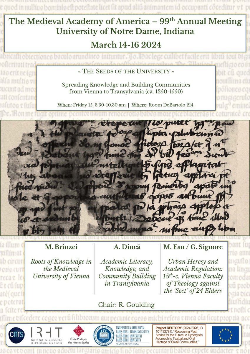 ScriptTrans's tweet image. It’s been exciting to present ideas from @HorizonEU #RESTORY research project to our American fellows at #MAA2024. A @UnivBabesBolyai &amp;amp; @CNRS panel. Adinel C. Dincă, Monica Brînzei, Matteo Esu, and Giacomo Signore.