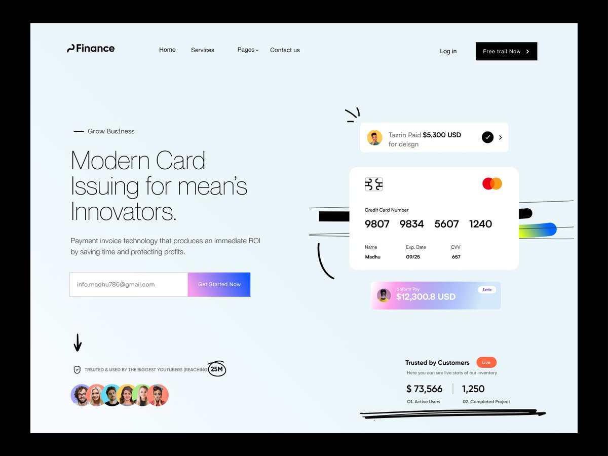 madhuwpdevelope's tweet image. fintech Web Header UI Design
-----------------------------
Job Inquiries: 📩 Email: info.madhu786@gmail.com
