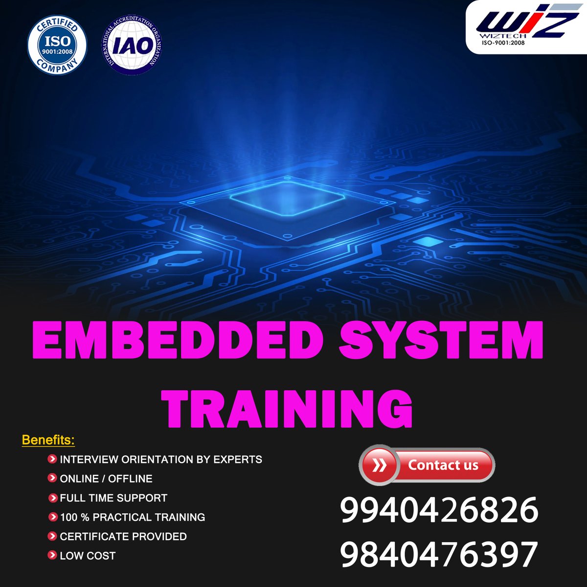 EMBEDDED_WIZ's tweet image. EMBEDDED SYSTEM TRAINING IN CHENNAI | EMBEDDED C PROGRAMMING | MICROCONTROLLERS - Wiztech Automation Solutions

#pythontraining #ctraining #pictraining #arduinotraining #avrtraining #armtraining #raspberrypitraining #stmtraining #bestembeddedprojectsinchennai #EmbeddedProgramming