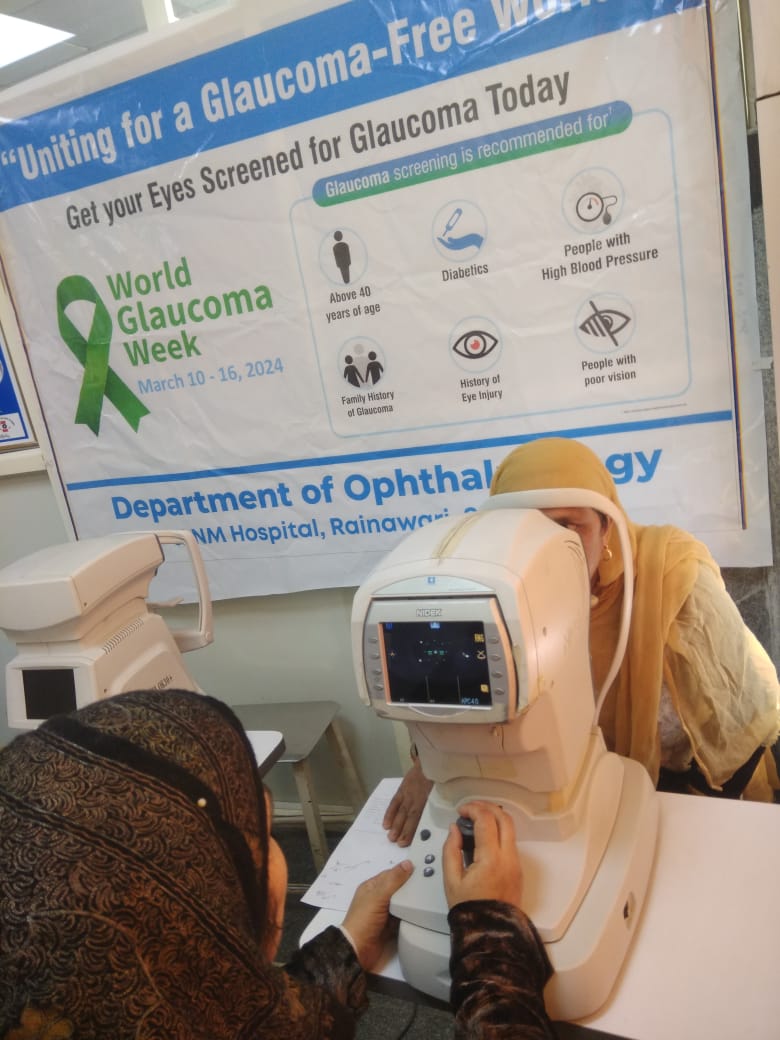 World Glaucoma Week is a unique initiative that puts a spotlight on glaucoma as the leading cause of preventable irreversible blindness worldwide.The theme of the week is Uniting for a Glaucoma-Free World' ."is being observed at District Ganderbal