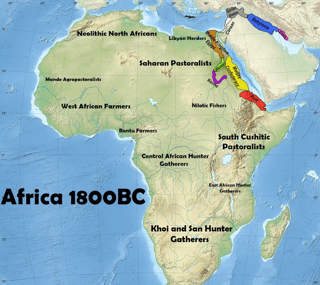 Map showing the different states, peoples and material cultures of Africa in the early 2nd millennium BC.