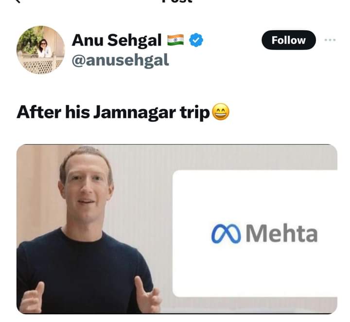 #Zuckerberg bhai 🤣🤣🤣 #AmbaniWedding #AmbaniPreWedding #META #Jamnagar #Facebook #TwitterDown #meme #Justuploaded #trending #viral