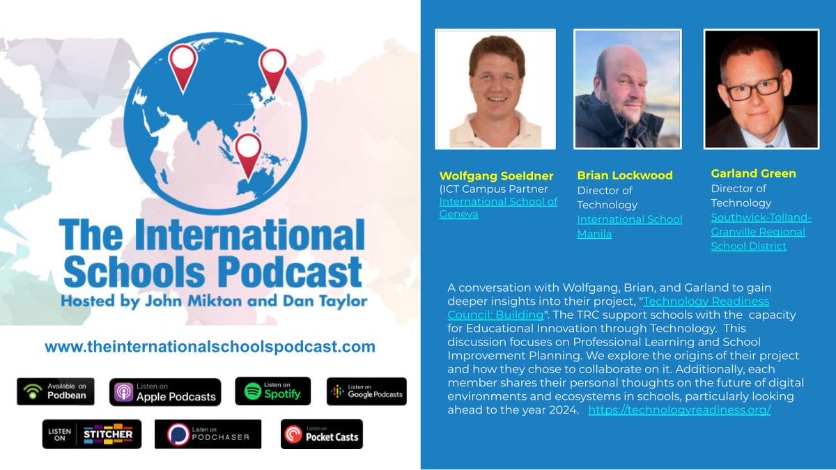 Professional Learning Communities are an important part of international schools educators point of reference for learning. Hearing the story of @Techn0l0gyR with Garland H. Green, Jr @BrianL0ckwood @wsoeldner with @appdkt theinternationalschoolspodcast.com