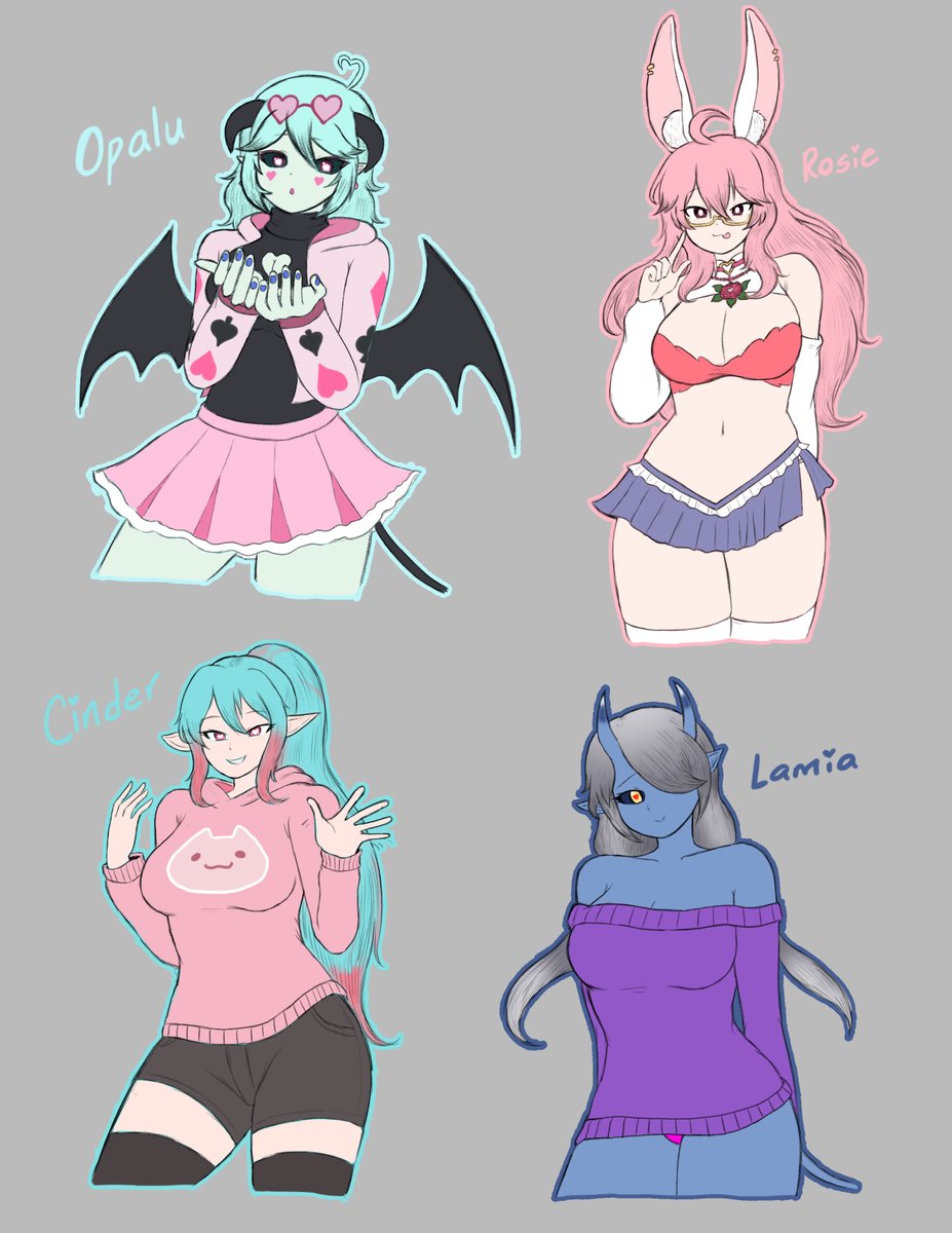 Ruby Rabbit ๐| COMMS OPEN (@ruby_rabbit_00) on Twitter photo Hello and welcome to my 3rd annual OC fanart compilation for a bunch of artists/creators I follow/ vice versa!
To start day 1, I dedicate it to the lovely VAs! We got <a href="/OpaluVA/">OpaluVA ๐ฐ๐๐</a>'s Opalu, <a href="/Rosemarilovesu/">โจRosieDreamVAโจ COMISSIONS OPEN!</a>'s Rosie, <a href="/_LamiVA/">๐ธโจLamiVA๐ถ ๐๐- NSFW - Comm Limited</a>'s Lamia and <a href="/CinderDryadVA/">Cinder - Adult VA ๐โจ</a>'s Cinder! ๐๐ฉท Hello and welcome to my 3rd annual OC fanart compilation for a bunch of artists/creators I follow/ vice versa!
To start day 1, I dedicate it to the lovely VAs! We got <a href="/OpaluVA/">OpaluVA ๐ฐ๐๐</a>'s Opalu, <a href="/Rosemarilovesu/">โจRosieDreamVAโจ COMISSIONS OPEN!</a>'s Rosie, <a href="/_LamiVA/">๐ธโจLamiVA๐ถ ๐๐- NSFW - Comm Limited</a>'s Lamia and <a href="/CinderDryadVA/">Cinder - Adult VA ๐โจ</a>'s Cinder! ๐๐ฉท