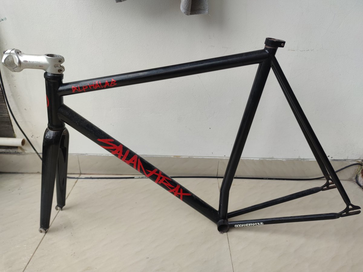 IndrasNikko's tweet photo. Wts frameset alphalab satantrax sz55 + fork alu carbon, inc headset, stem easton 
Price: 2.8 nego
Lokasi jaksel #fnfjb https://t.co/HZ976I2TOF