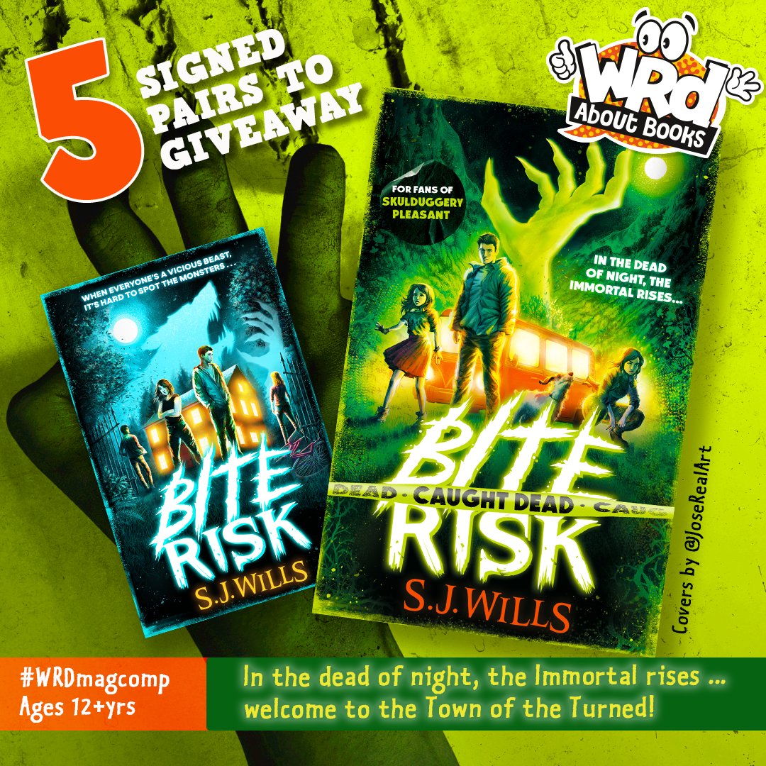 We have 5 pairs of #BiteRisk & the NEW #CaughtDead by the BRILLIANT @SophsWills to #Win! For the chance to join Sel & his friends as they navigate this grrRIPPING (& funny) horror story in their town of ‘Turned’ beasts on Howl nights… RT/Flw by Mar 22 @simonkids_UK #WRDMagComp