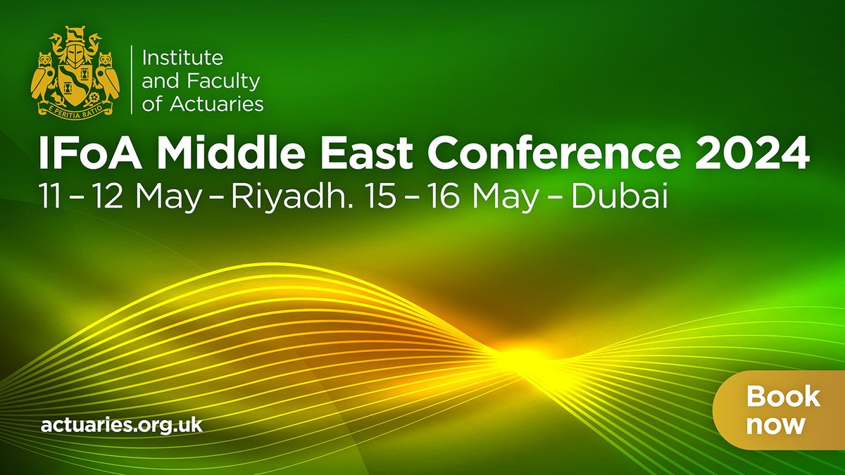 Early-bird booking is now open for our first-ever IFoA Middle East Conference this May. Join us in Riyadh and Dubai as industry leaders, aspiring professionals, and experts converge to shape the future of actuarial science in the region Book now: actuaries.org.uk/IFoAMiddleEast…