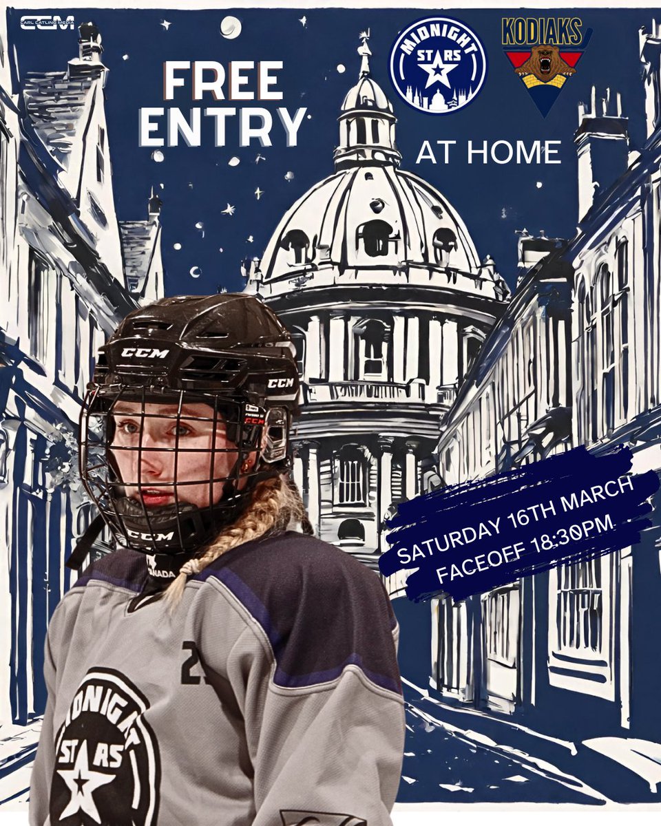 This Saturday in Oxford 🏒⭐️

<a href="/MidnightsHockey/">Oxford MidnightStars</a> take to the ice at 6:30pm
Followed by our Dev side Shining Stars at 8:45pm.

Free Entry ✅️

Hope to see another great crowd 😀

See what Midnight Stara player Linda Pearson had to say ahead of the game Vs Cambridge 🗣