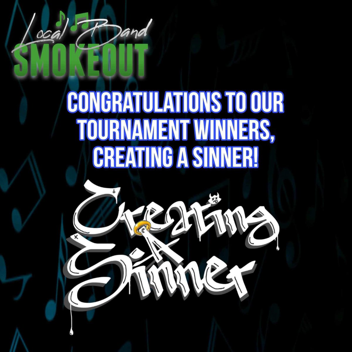 CreatingASinner's tweet image. Went up against some badass bands and somehow came out on top! Thanks for having us @LocalBandBG!! See you Thursday!!