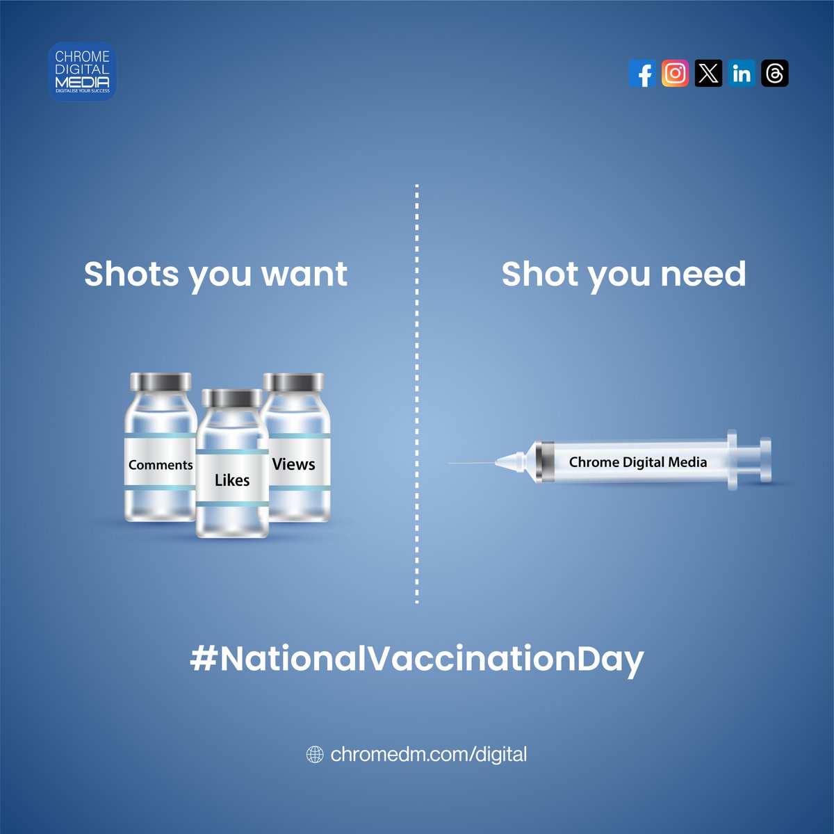 💉Vaccines: The ultimate brand loyalty program
.
Get yours today - forms.gle/noH8Q1ueJoCuGx…
_
#ChromeDigitalMedia , #ChromeDM , #digitalmarketingagency , #MarketingDigital , #NationalVaccinationDay , #NationalVaccinationDay2024 , #Creative