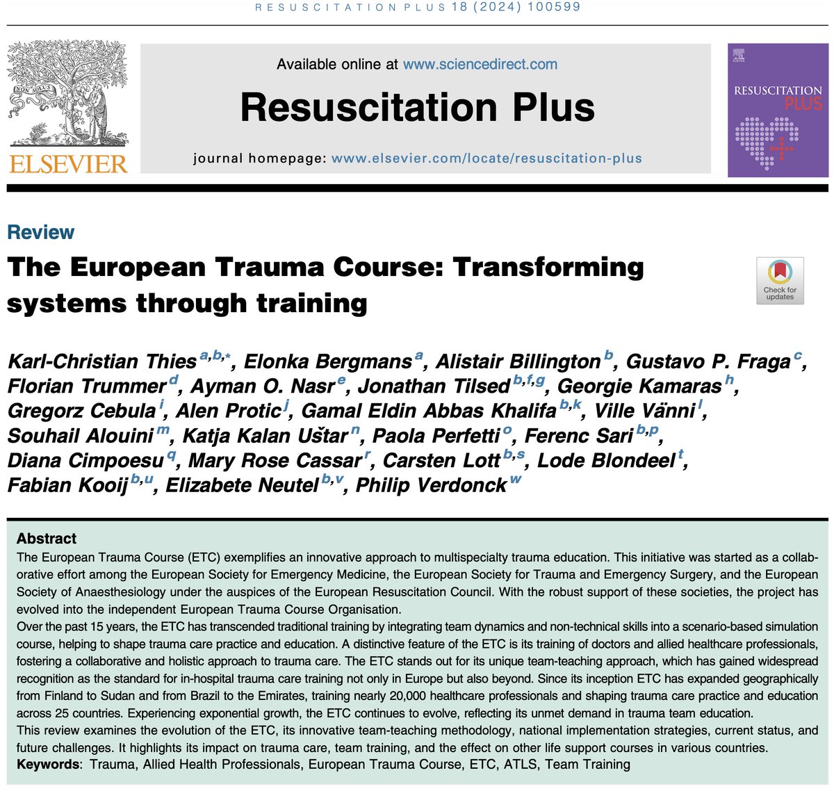 ⚠The European Trauma Course: Transforming systems through training doi.org/10.1016/j.resp… @ETC_Org