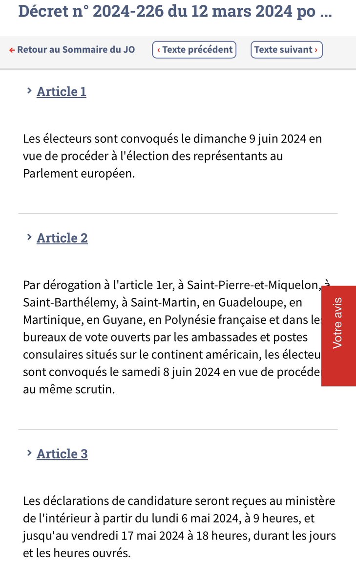 Bas_scordia's tweet photo. 🇪🇺 🗳️ #ElectionsEuropéennes : publication au #JORG du décret de convocation des électeurs le dimanche 9 juin. Dépôt des candidatures du 6 au 17 mai https://t.co/i326tUMMLz https://t.co/SD0Iuyb1bw