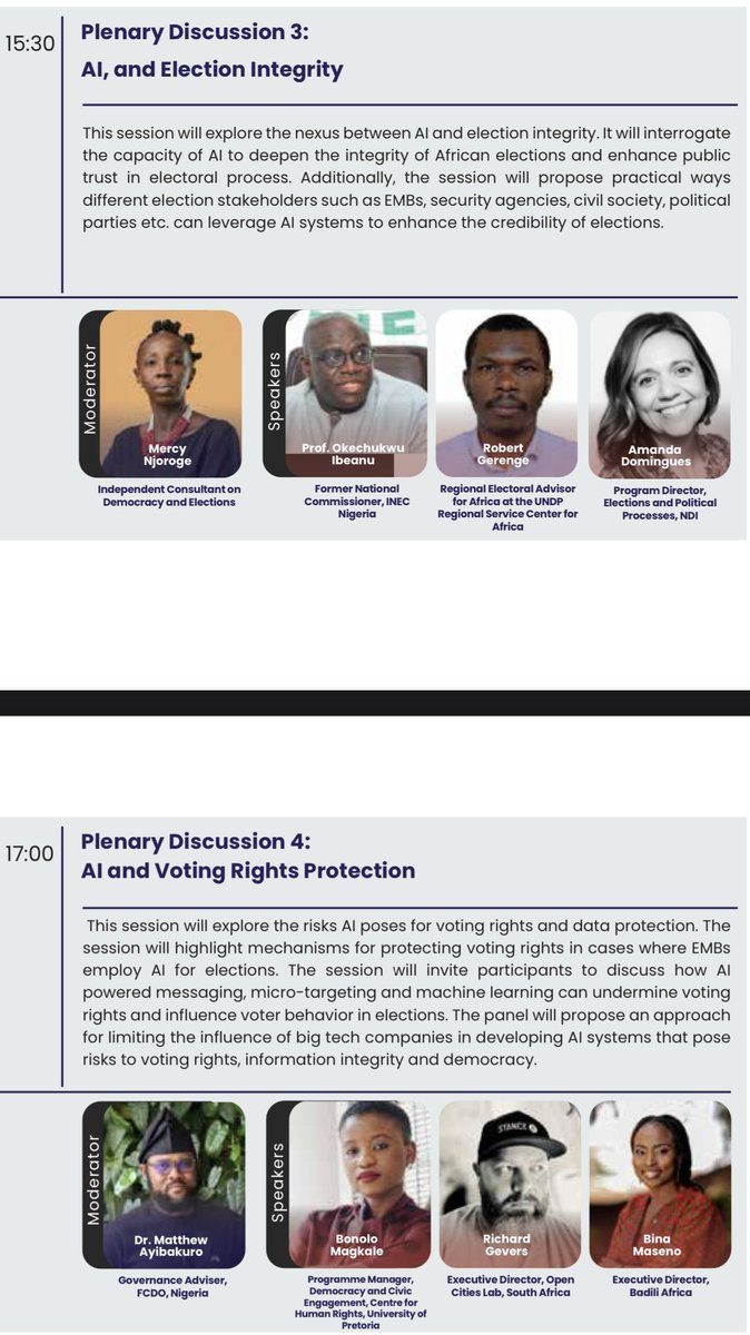 Cynthia Mbamalu (@dcynthiam) on Twitter photo Broad conversations around AI and Elections in Africa. Like <a href="/teewai_toyin/">Toyin Akinniyi</a> said ââŠWe need to have conversations on achieving healthy information ecosystem in our electoral processesâŠalso on how to ensure technology works for democracy and not harm itâŠâ #AIandAfricanElections Broad conversations around AI and Elections in Africa. Like <a href="/teewai_toyin/">Toyin Akinniyi</a> said ââŠWe need to have conversations on achieving healthy information ecosystem in our electoral processesâŠalso on how to ensure technology works for democracy and not harm itâŠâ #AIandAfricanElections