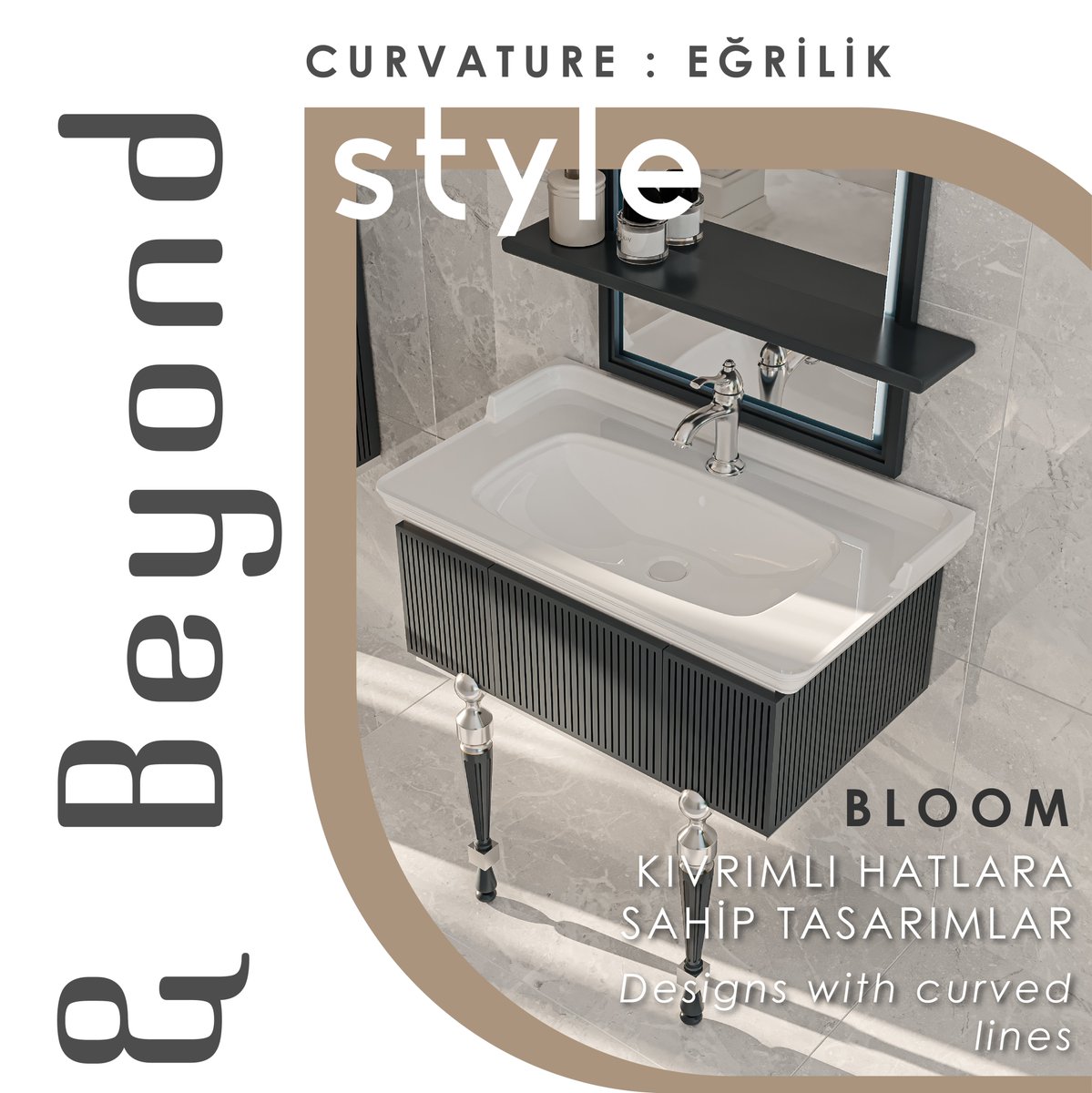Bloom ile Curvature akımını banyolara taşıyın! Bring the Curvature trend to bathrooms with Bloom! #voq #voqbagno #lamodainbagno #arredobagno #bathroomfurniture #banyomobilyası #bloom #curvature