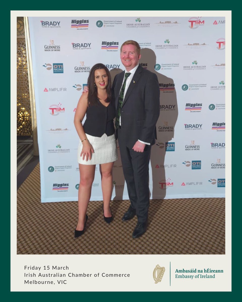 and finally, Deputy Head of Mission Daniel Lowe attended the sold out lunch in Melbourne with the team from <a href="/IrishChamber/">IrishChamber</a> ☘️

What a day! 

It is always a pleasure to have the opportunity to meet with so many business leaders within in our diaspora &amp; beyond 🇮🇪🇦🇺

#StPatricksDay