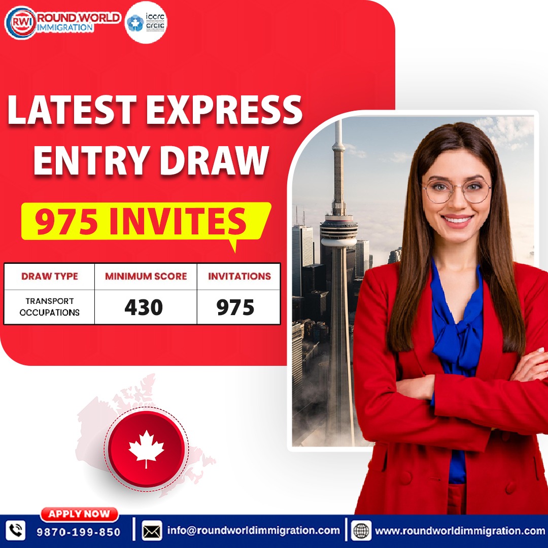 In the first transport occupation draw of 2024,975 Express Entry candidates have been invited by the Immigration,Refugees,and Citizenship Canada(IRCC)! 

Call Now - 98701 99850

#IRCC #ExpressEntry #ImmigrationCanada #TransportationJobs
#SkilledImmigrants #roundworldimmigration
