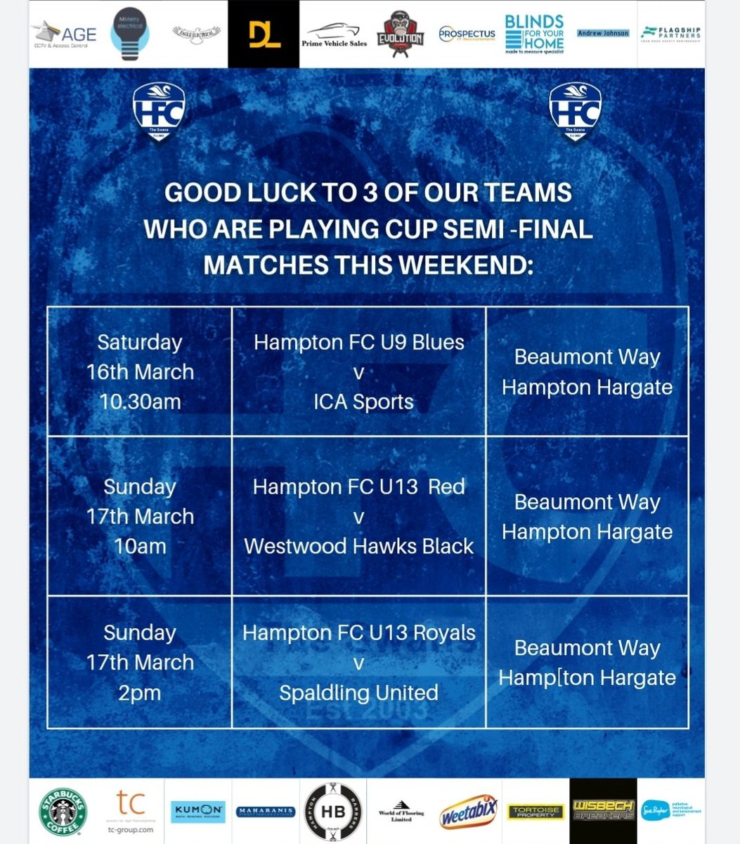HamptonFCPeter1's tweet photo. Good luck to all of our teams who are playing this weekend - but especially our three Cup Semi-Finalists.

@HuntsFA
@PDJALUK https://t.co/ubZx79DxtZ