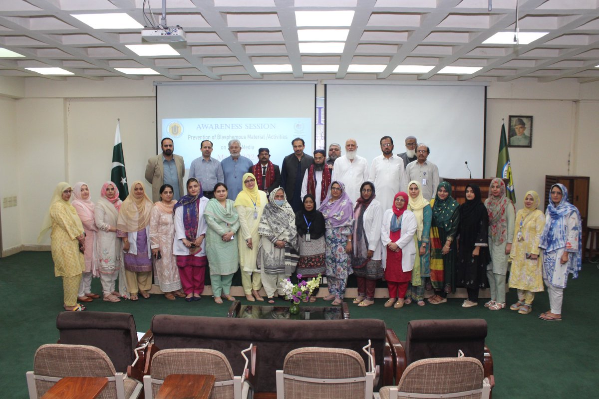 IU_Org's tweet photo. An enlightening session on the "Prevention of Blasphemous Material/Activities on Social Media" was conducted at Isra University Karachi Campus, aimed at raising awareness about the sensitive issue of blasphemy in the digital age. The session, held on March 15th, 2024, witnessed the esteemed presence of distinguished guest speakers Dr. Mufti Ejaz Ahmed Samdani and Advocate Asif Ali Bhutto, both renowned figures in their respective fields.
Dr. Mufti Ejaz Ahmed Samdani, an eminent Islamic scholar holding a PhD/M. Phil from Karachi University, captivated the audience with his profound insights on Islamic teachings and their relevance to contemporary challenges. With a rich educational background including a Master of Arts in Islamic Studies and L.L.B. from Bahauddin Zakariya University and Sindh Muslim Government College respectively, Dr. Samdani's expertise provided a solid foundation for the discourse on preventing blasphemy.
Advocate Asif Ali Bhutto, a respected legal practitioner of the Sindh High Court, complemented the session with his legal perspectives on addressing blasphemy-related issues within the framework of the law. His insights shed light on the legal intricacies surrounding blasphemy cases and the importance of upholding justice while respecting freedom of expression.
The session commenced with a warm welcome extended by Principal Al-Tibri Medical Prof. Dr. Rafique Ahmed, emphasizing the significance of the topic at hand. Pro-Vice Chancellor of Isra University Karachi, Prof. Dr. Muhammad Umer Kazi, conveyed a vote of thanks, acknowledging the valuable contributions of the guest speakers towards fostering a deeper understanding of the subject.
The event witnessed a diverse audience comprising faculty members, students, and staff, all eager to engage in meaningful dialogue surrounding the prevention of blasphemous content on social media. Among the distinguished attendees were Prof. Dr. Abdul Rashid Shaikh, Director Hospital, Prof. Dr. Abdul Rabb Bhutto, Medical Superintendent, Col. Dr. Asad Ali Shaikh, Additional Director Hospital and Mr. Aamir Gopang, Administrator of Isra University Karachi Campus.
The session concluded with a sense of collective responsibility towards safeguarding religious sensitivities while promoting responsible use of social media platforms. It served as a reminder of the importance of fostering a culture of respect, tolerance and understanding in the digital realm, in line with the core values of Isra University Karachi.