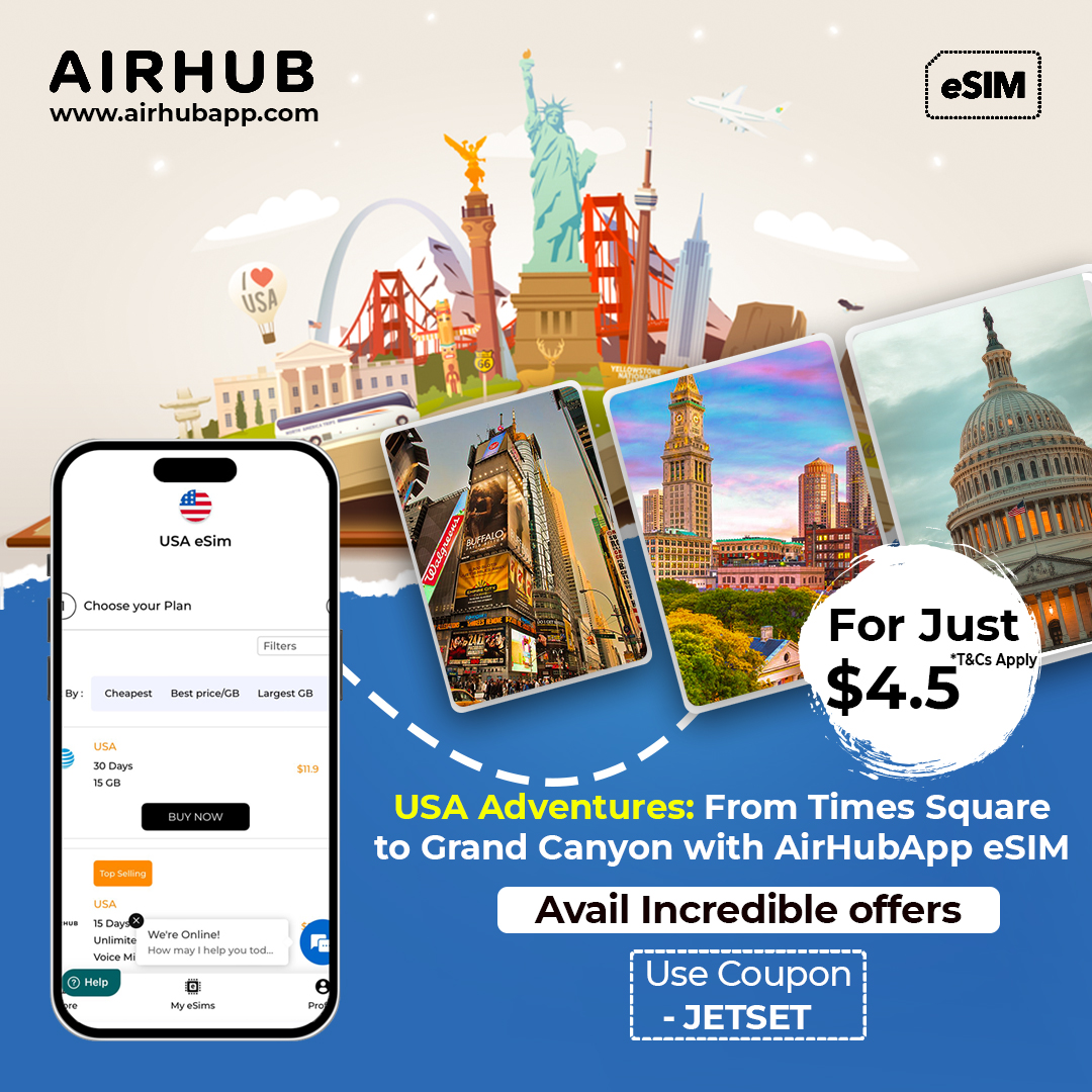 See the USA from Times Square to the Grand Canyon with AirHubApp, which is always connected to high-speed data and calling.

#ExploreUSA #AmericanAdventures #USATravel #DiscoverAmerica #RoadtripUSA #AirHubApp #StayConnected #eSIMTravel #GlobalConnectivity #TravelSmart