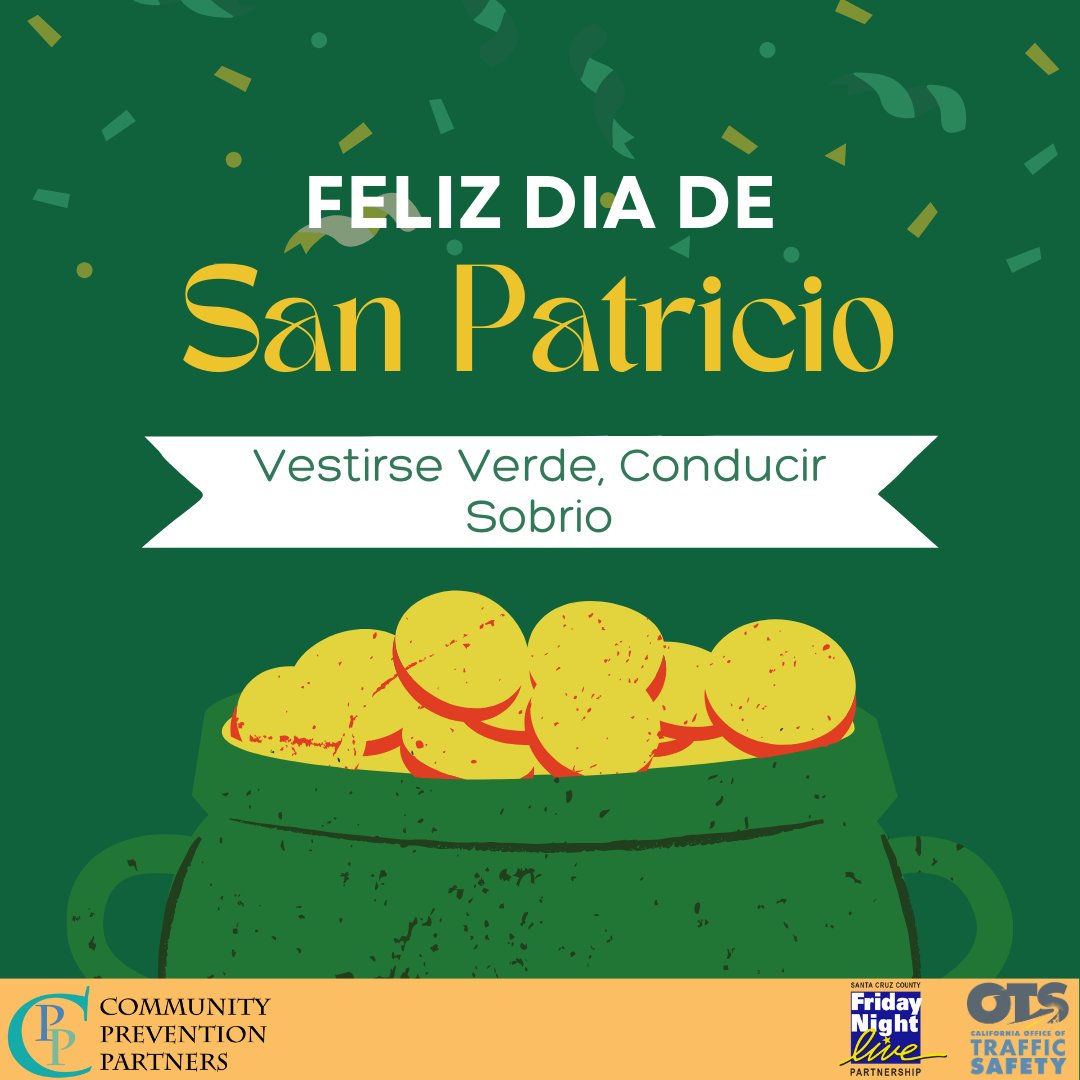 sccfnlp's tweet image. Feliz día de San Patricio

No olvide vestirse de verde y, lo más importante, si está bebiendo, no beba y conduzca.
Planifique siempre con antelación. Utilice un servicio de viaje compartido o designe a un conductor sobrio.

El financiamiento para este programa fue proporcionado…
