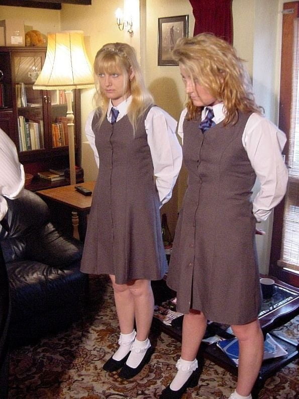 Well, girls. We seem to have rather let ourselves down, don't we? Caught red handed! And after you were both warned very clearly less than a week ago! So, the question is how I should deal with two deceitful, disobedient schoolgirls. What do you suggest should happen now, girls?