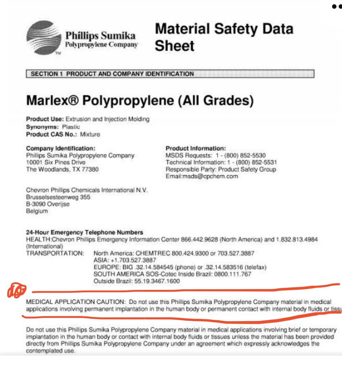 Non of us were shown this warning - #mesh should not be for ‘permanent’ use in the human body - probably because it was known this would cause foreign body reactions & was likely #carcinogenic and the mesh could never be successfully removed - we therefore did not consent to this…