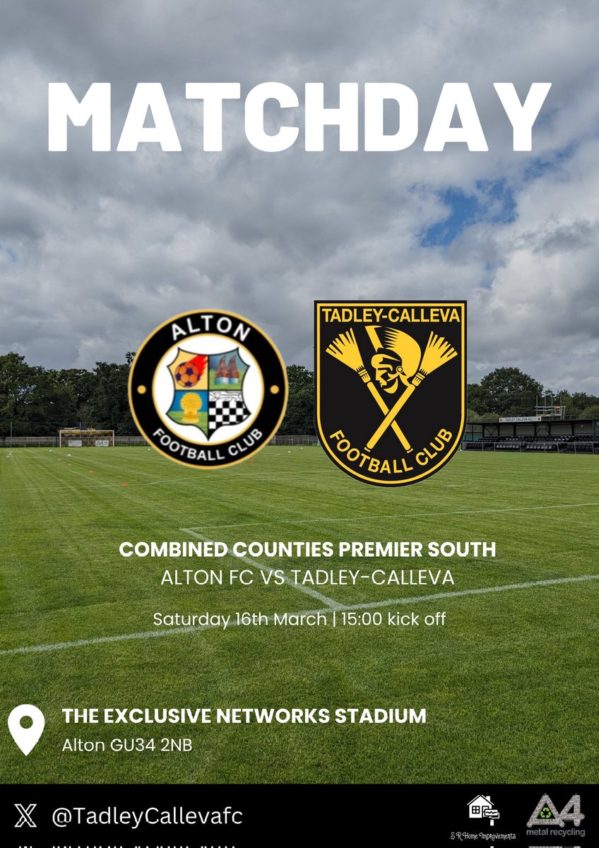SATURDAY AFTERNOON LIVE!

🆚️ <a href="/alton_fc/">Alton FC</a> 
🏟 The Exclusive Networks Stadium 
🏆 <a href="/ComCoFL/">Combined Counties Football League</a> 
⏰️ 15:00
🎟 £6 | £4 | u18 £0

#TCFC | #Romans