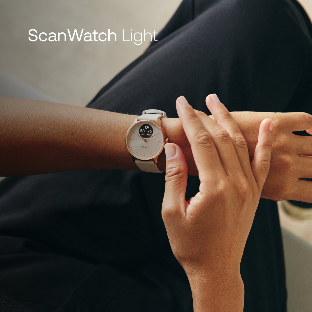 WithingsFR's tweet photo. Légère, élégante et durable. ScanWatch Light vous accompagne au quotidien avec un suivi santé en continu. #ScanWatchLight
En savoir plus : https://t.co/xGmvbMGDp3 https://t.co/5EhkWbG2Y7