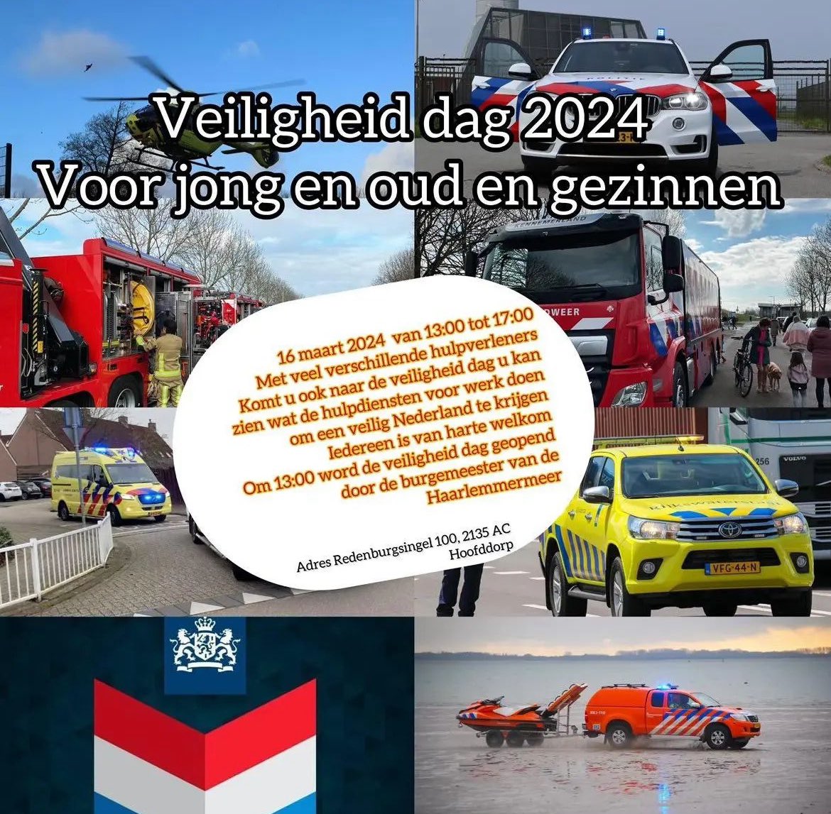 Leuke middag straks bij Jeugdland Toolenburg. Bv x in een politieauto zitten, met de brandweerauto op de foto, of ambu van dichtbij zien. Zelf ben ik vrij maar collega’s zijn daar wel! Vanaf 13 uur! #veiligheidsdag #hoofddorp