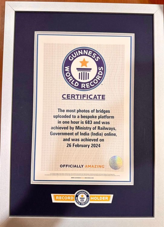 #OfficiallyAmazing

Ministry of Railways created the Guinness World Record on 26th February, 2024 for uploading the most photos to a bespoke platform in one hour.