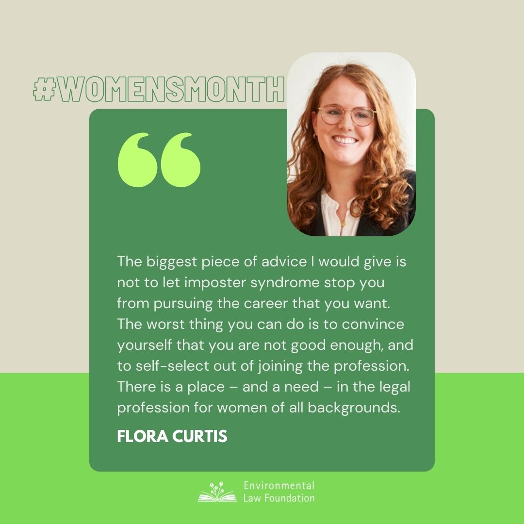 Flora Curtis gives advice to young women aspiring to pursue a career in environmental law or environmental justice 👇 

#InternationalWomensMonth