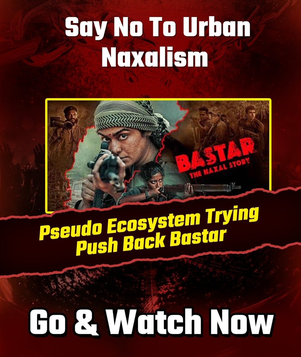 Ek film ne poore LeLi system ko hila kar rakh diya 🔥

JNU ke fattu jhola chhap urban naxaliyon ne #BastarTheNaxalStory ki screening rukwa di 

Please watch this movie in large numbers to give this deemak naxali ecosystem one tight s!ap !

We must support & encourage filmmakers