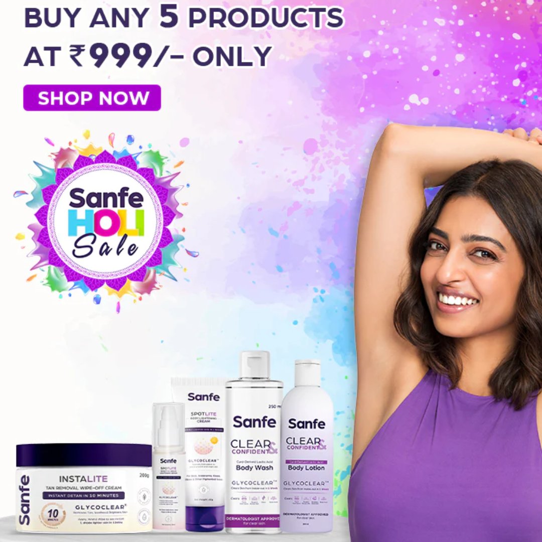 🧡𝑺𝒂𝒏𝒇𝒆 𝑯𝒐𝒍𝒊 𝑺𝒂𝒍𝒆🩵
Buy Any 5 Products At Just Rs.999🥳
Shop Now👉bit.ly/3Q4t73s

#sanfe #HoliSale #CouponMoto #Offers #OfferSale #discounts #bodycareproducts #bodycareessentials #shoponline #HappyHoli
