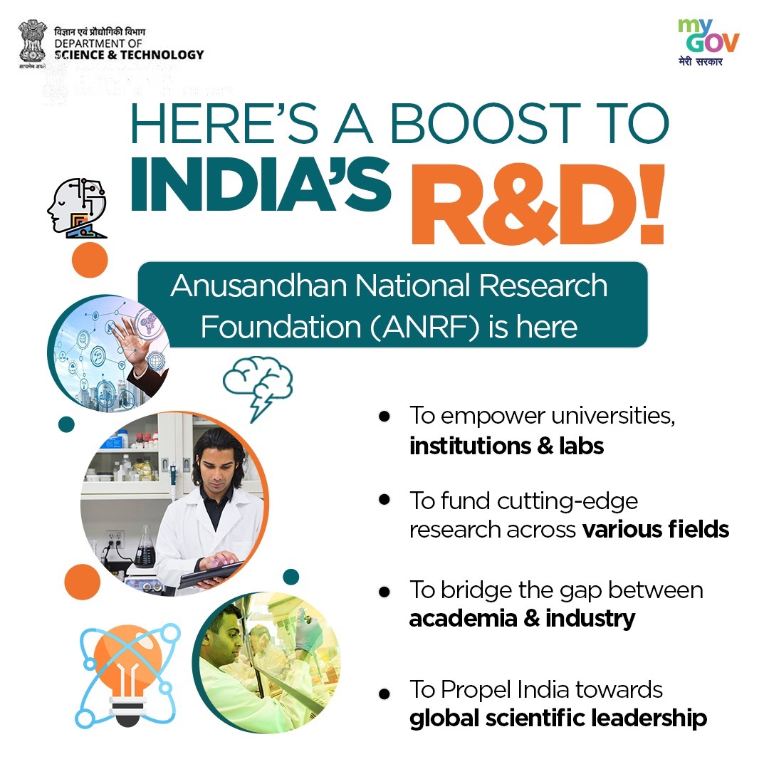 Here's an exciting news for India's R&D! Introducing ANRF, which will boost India's cutting-edge research, bridge academia and industry, and push the boundaries of science across all fields! #VigyanSeVikas #ANRF @IndiaDST @DrJitendraSingh @karandi65