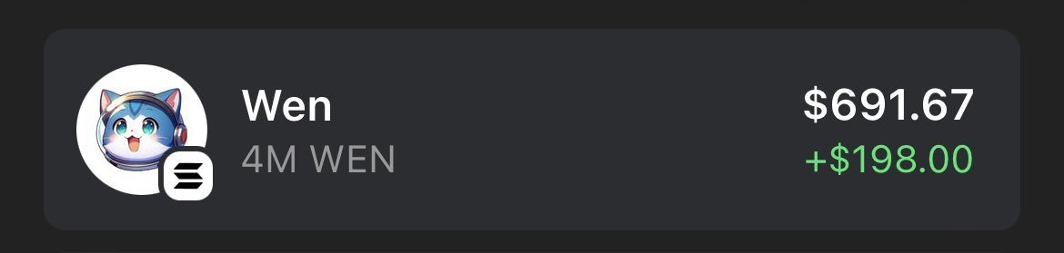 javedflux's tweet image. Giving away 4M $WEN (&amp;lt;$650)🎁

Drop your $SOL wallet, RT &amp;amp; follow @paisa_box 🔔
#SolanaMemecoin #Solana
#SOL #SolanaAirdrop
Picking winner in 24 hours ⏰