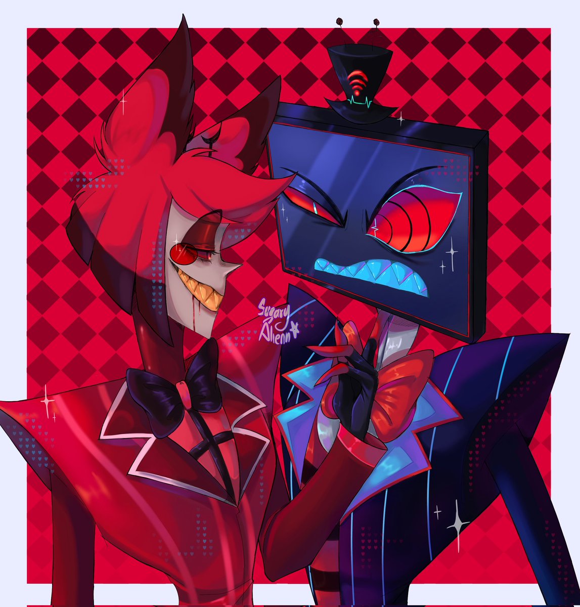 Los que se odian, se aman en secreto jijiji❤️❤️❤️❤️ #HazbinHotel #HazbinHotelFanart #HazbinHotelAlastor #HazbinHotelVox #RadioStatic 💖