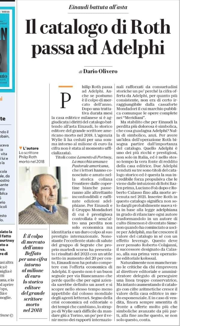 I libri di Philip Roth nel catalogo di @adelphiedizioni. Da svenire solo a scriverlo.