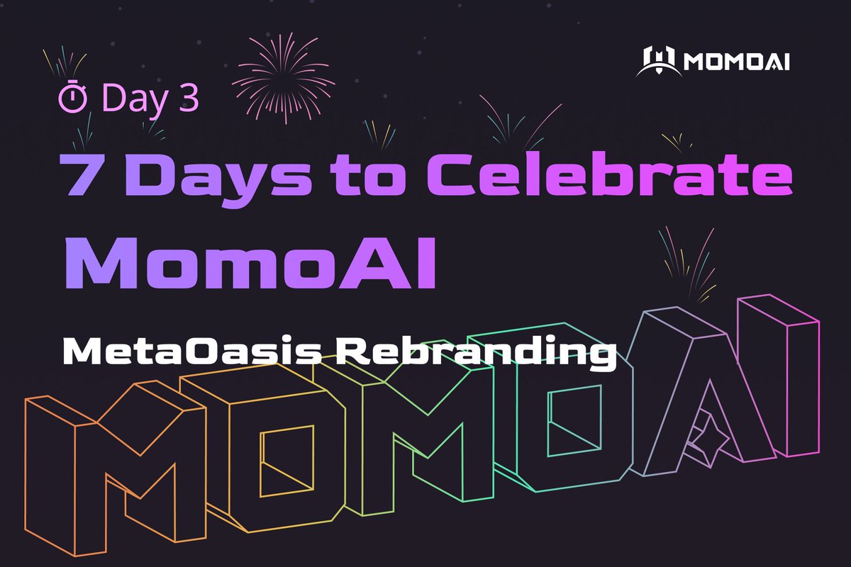 "Celebrate MomoAl-MetaOasis Rebranding" event: Day 3 now live!
rewards.taskon.xyz/campaign/detai…
Rewards:
🎁 Draw Card+3
🔥 Bonus Card+1
💰 100% Lucky Card+1Complete 7 daily activities, you can participate in the drawing of an additional prop card packs! 

👉In order to address the ongoing