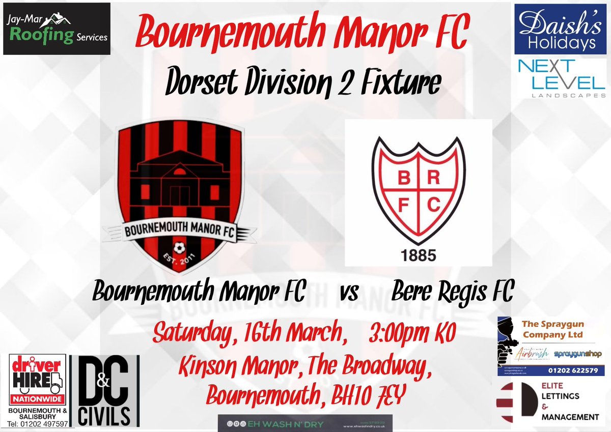 GAME DAY...  We host Bere Regis down at the Manor 3pm kick off. (subject to a pitch inspection) 

#football #soccer #gametime #league #timetogetgoing #attitude #desire #passion #workhard #hardwork #consistencyiskey #weareback #wearebournemouthmanor #UTM🔴⚫