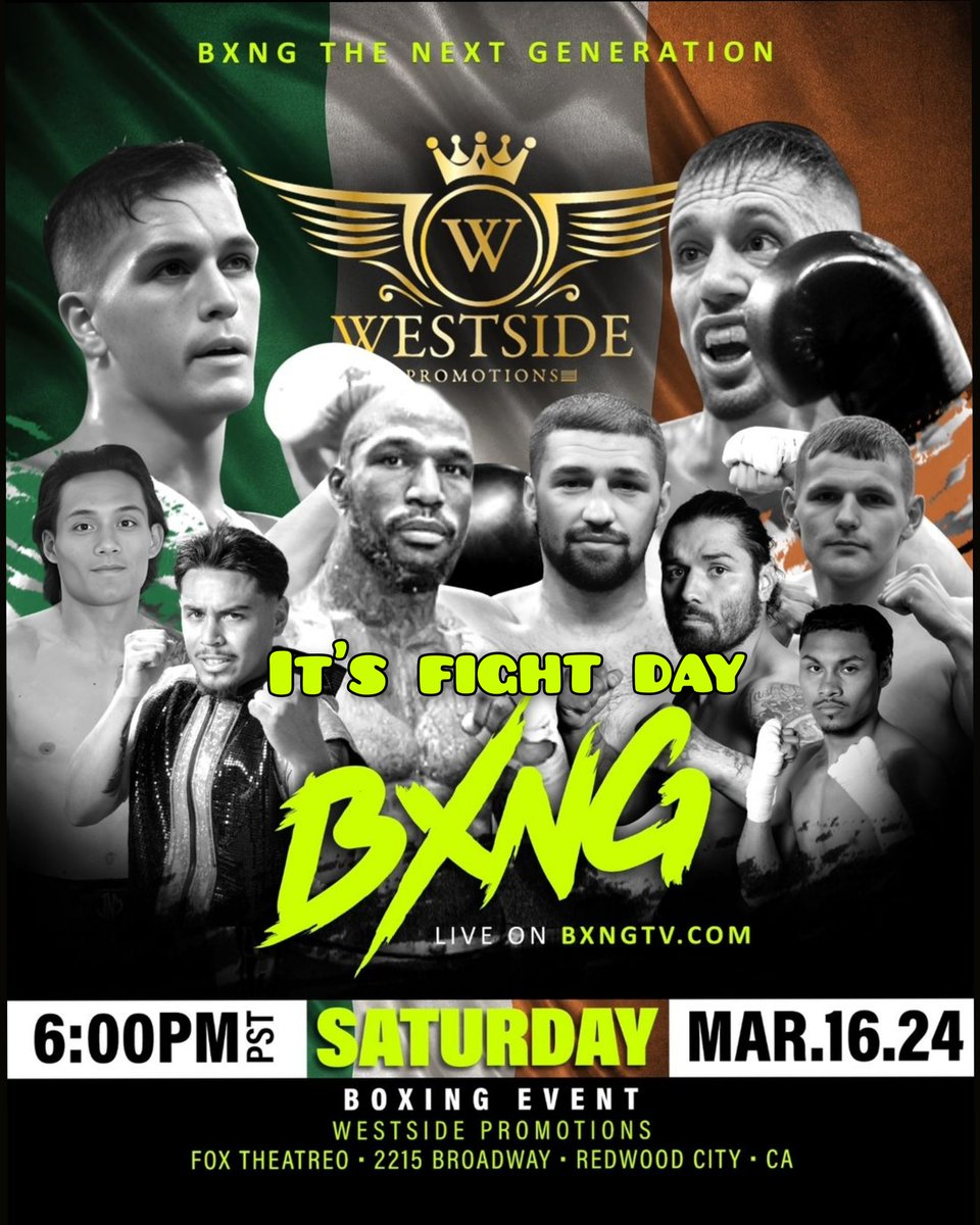 It's fight day in California 

@CraigMcCarthy77 defends his BUI Celtic Super Middleweight title against @tommyhyde99 at the Fox theatre in Redwood 

@Brandon_mcc16 makes his pro debut on the undercard against David Minter