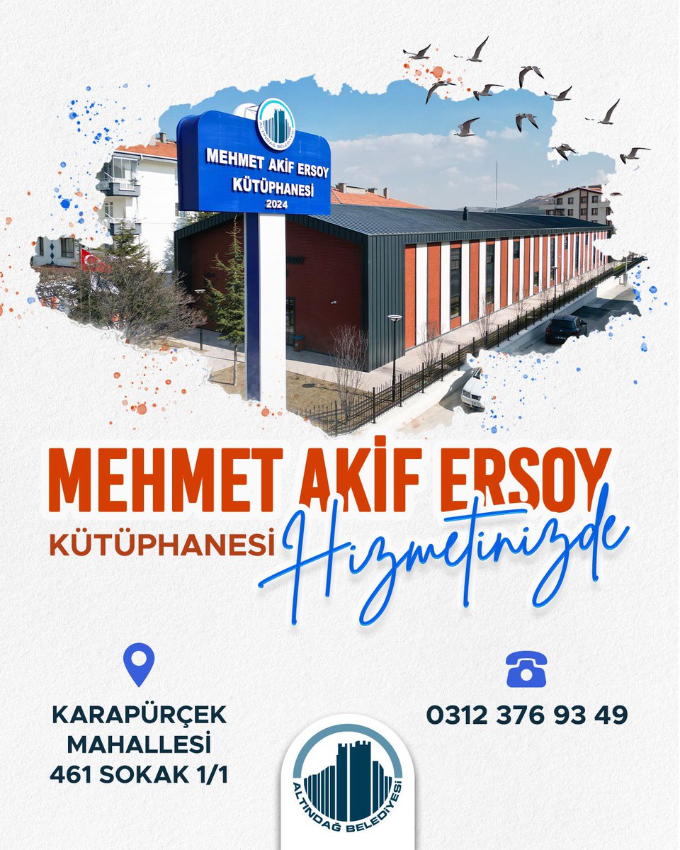 Mehmet Akif Ersoy Kütüphanesi Hizmetinizde 🤗 📍Karapürçek Mahallesi 461 Sokak 1/1 ☎️ 0312 376 93 49