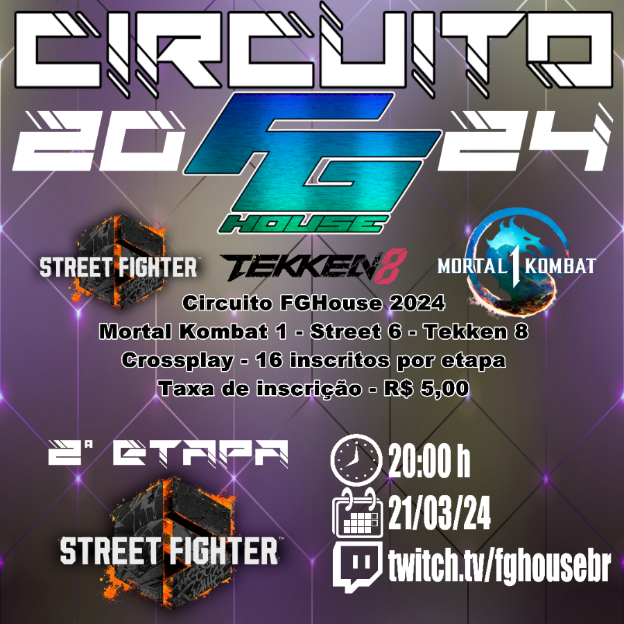 fghousebr's tweet photo. INSCRIÇÕES ABERTAS
2ª Etapa de Street Fighter 6 - Circuito FGHouse 2024
21/03/24 - 20h
Todas as informações em
https://t.co/yZWTz0Q3iA https://t.co/TTewJGfbyy