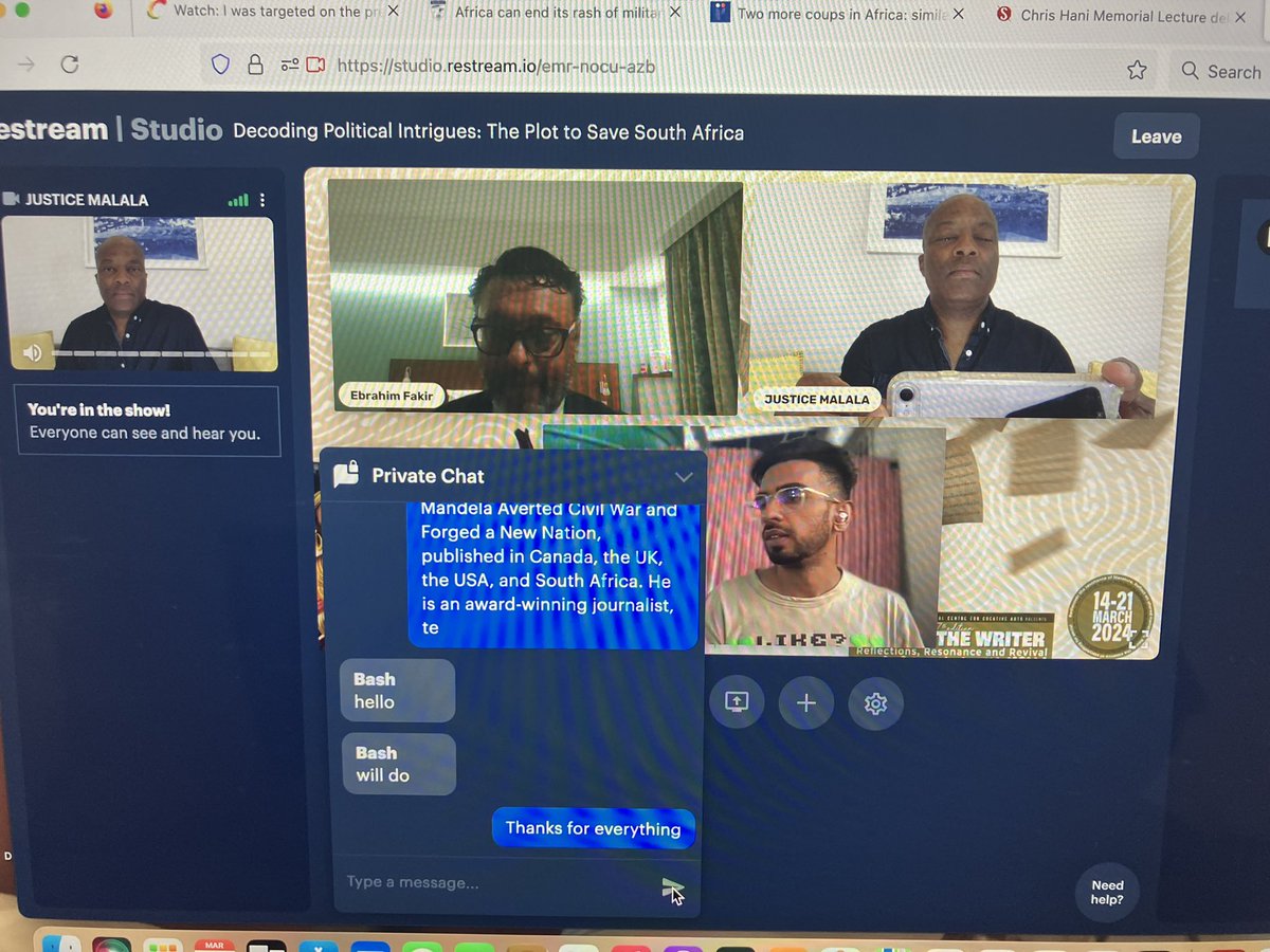 justicemalala's tweet photo. Thank you @EbrahimFakir and #TimeoftheWriter for a wonderful discussion on Chris Hani and The Plot To Save South Africa. So much to talk about and so little time!
Thanks everyone for joining! Much appreciated! https://t.co/NLFXHn5O6L