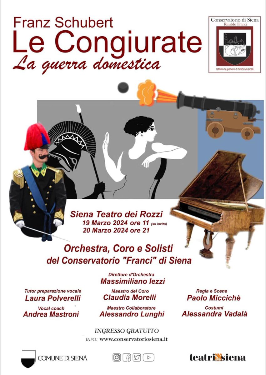 Per la prima volta in quasi 190 anni di storia, il nostro #Conservatorio porterà davanti al pubblico un #Singspiel, genere operistico nato in Germania. L’evento è in programma mercoledì 20 marzo, alle ore 21, al Teatro dei Rozzi di #Siena.