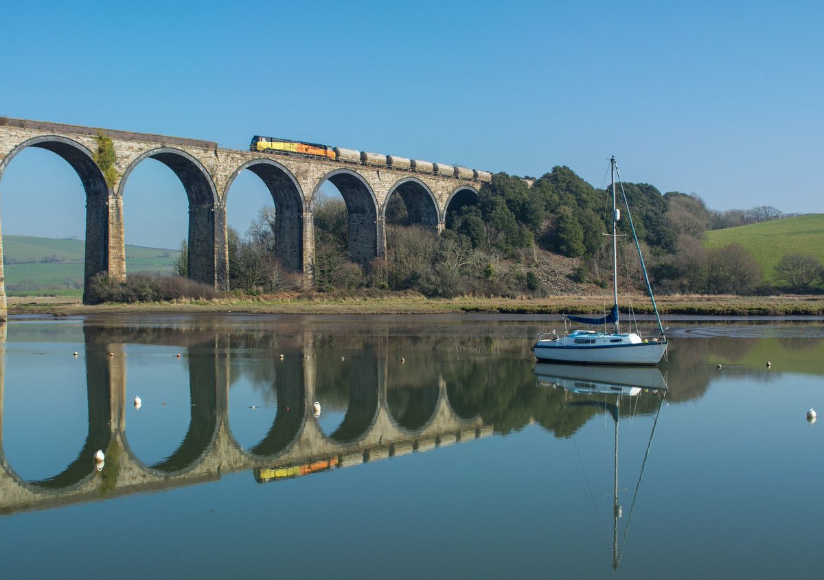 Another shot from my upcoming book on the Cornish Main Line, published on 18 March by @Platform5Rail. Colas 70811 crosses St Germans viaduct with 6C35, the 22.30 Aberthaw–Moorswater cement tanks on 27/2/19. The book is available to order now priced £21.95: bit.ly/49RMw16