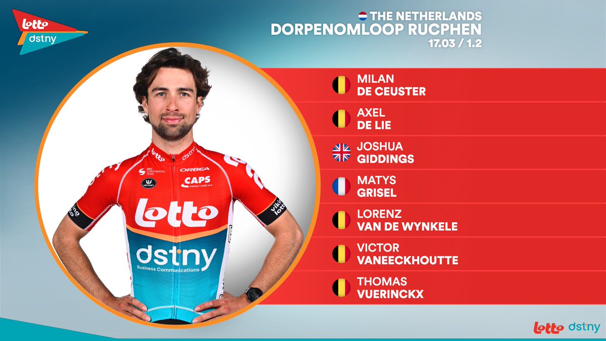 🇳🇱 #DorpenomloopRucphen

This is our team for Dorpenomloop Rucphen! 

Joshua Giddings crashed yesterday at the Bredene-Koksijde Classic, luckily he is okay and he will be able to start tomorrow. 👊